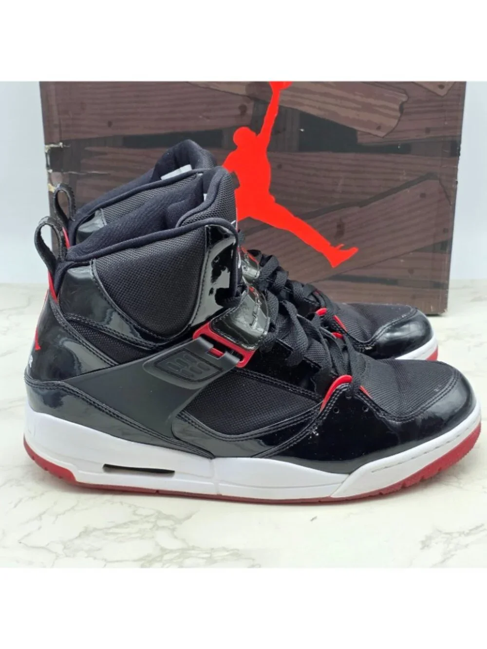 Nike Air Jordan Flight 45 High Bred Mens Size 13 Black Varsity Red White Sneaker